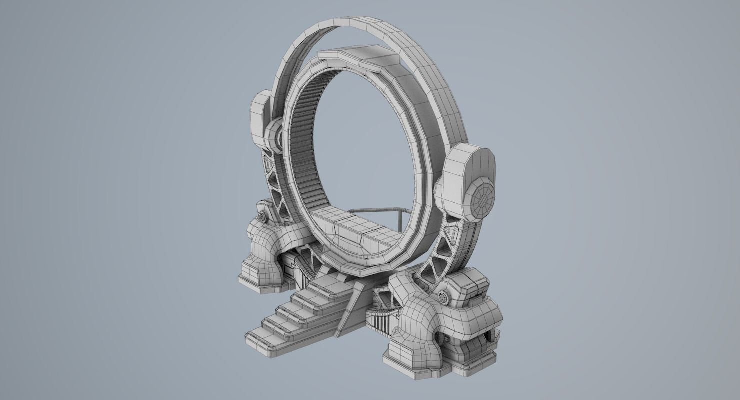 Teleport spaceship with circular mirror 3D model_13