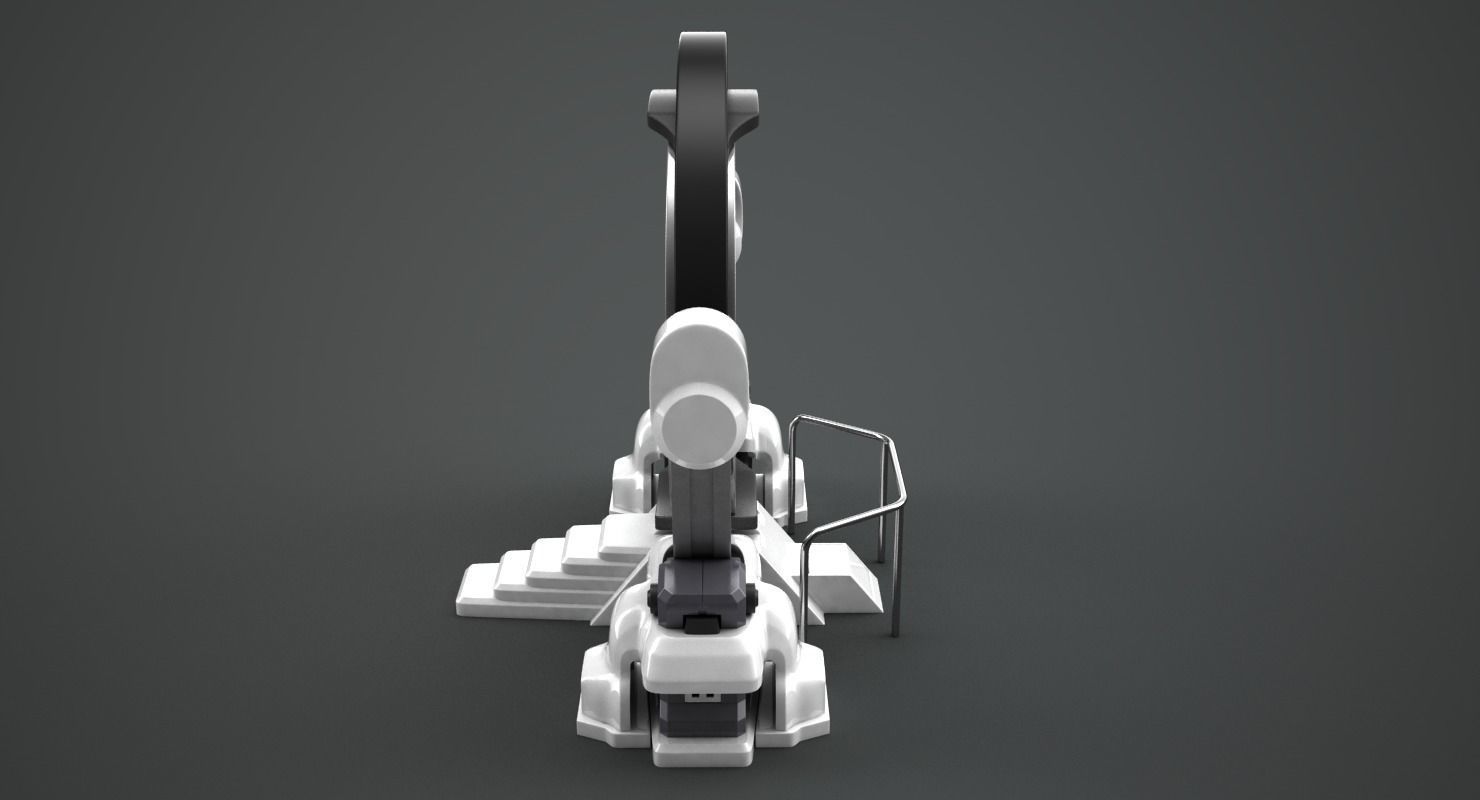 Teleport spaceship with circular mirror 3D model_3