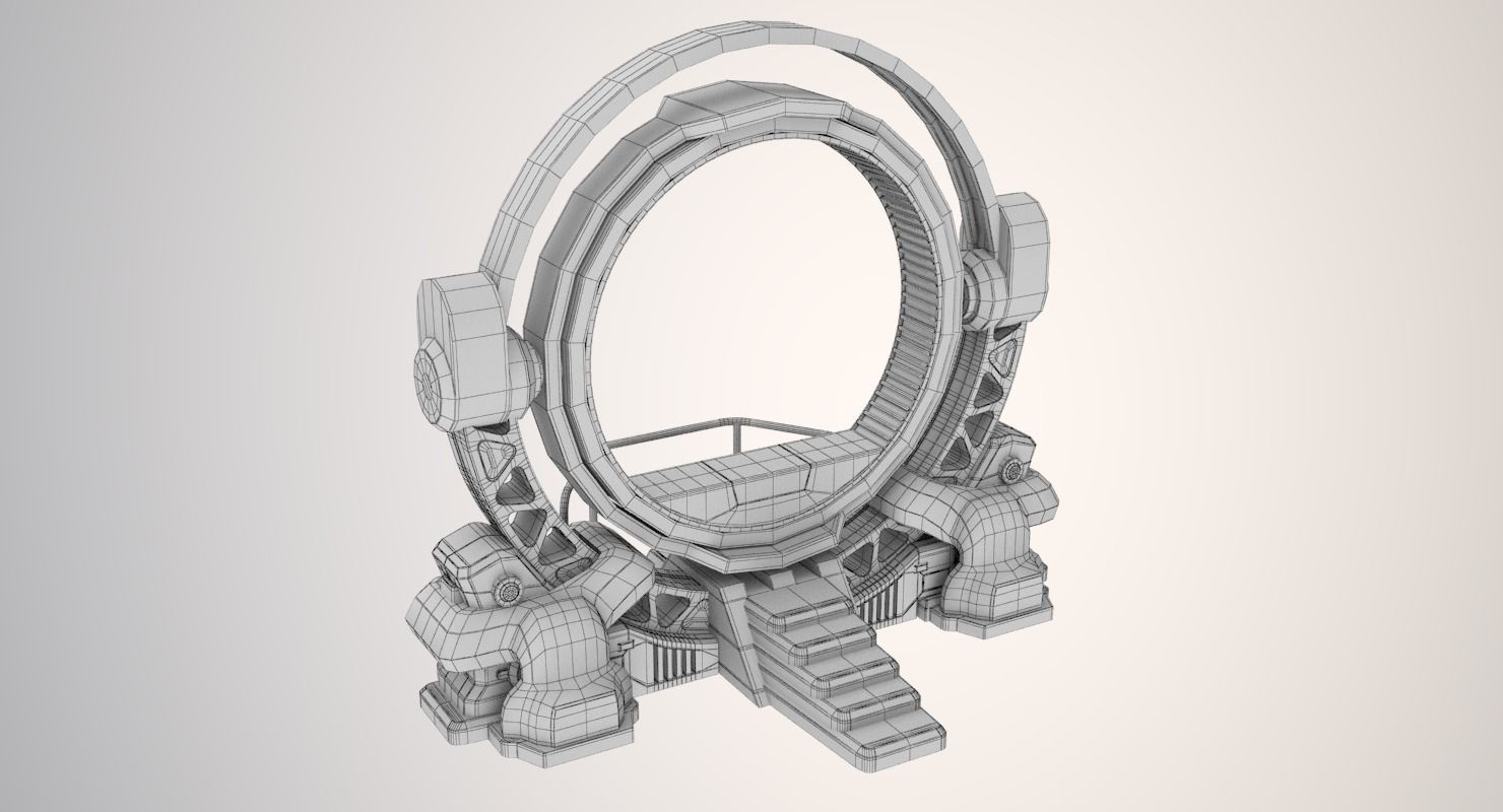 Teleport spaceship with circular mirror 3D model_12