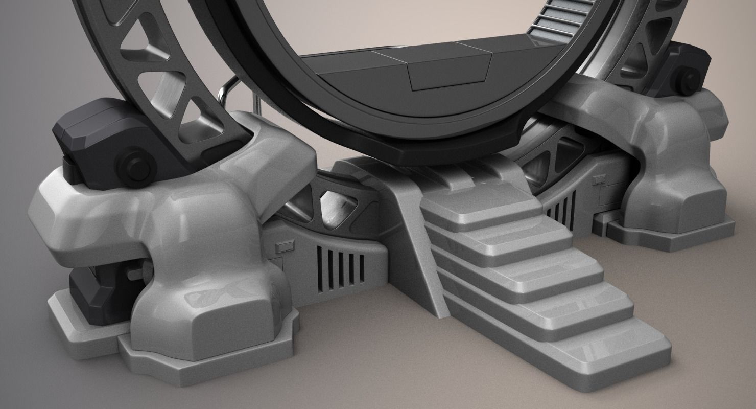Teleport spaceship with circular mirror 3D model_8