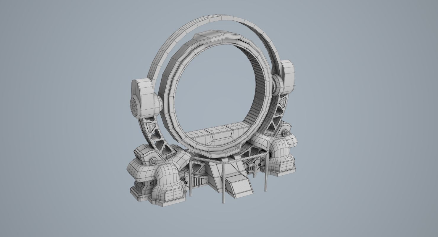 Teleport spaceship with circular mirror 3D model_15