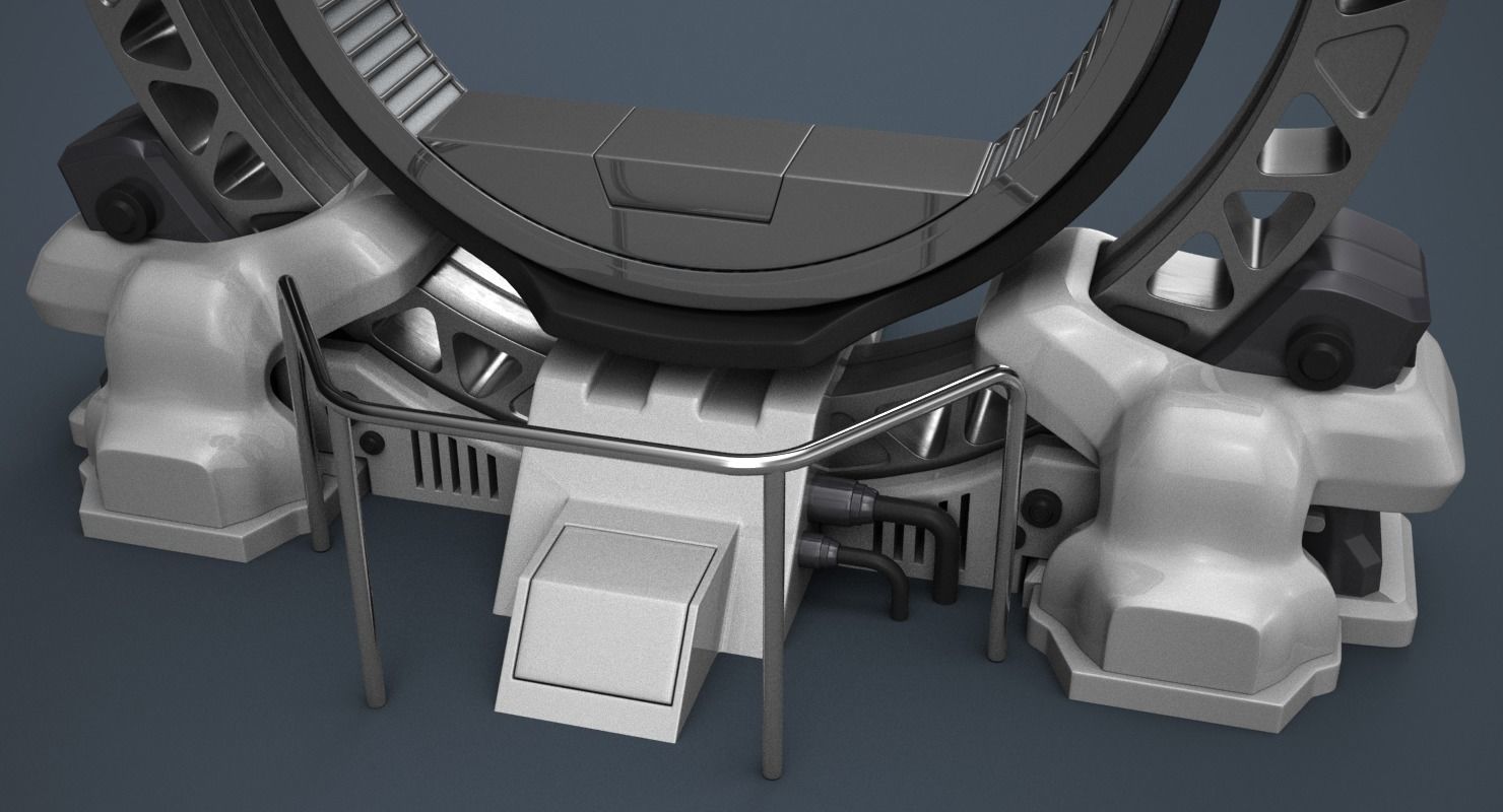 Teleport spaceship with circular mirror 3D model_9