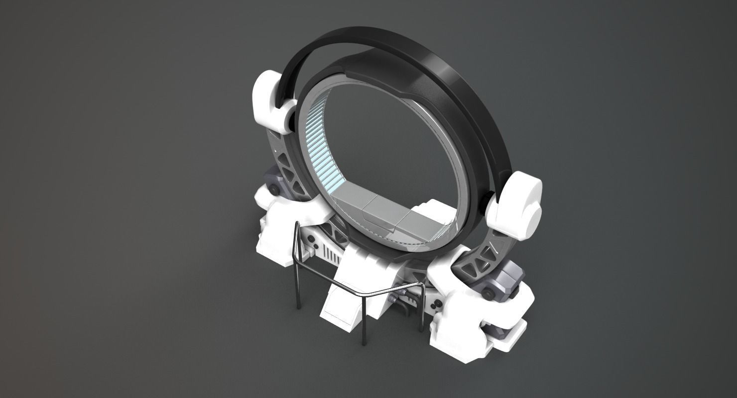 Teleport spaceship with circular mirror 3D model_5