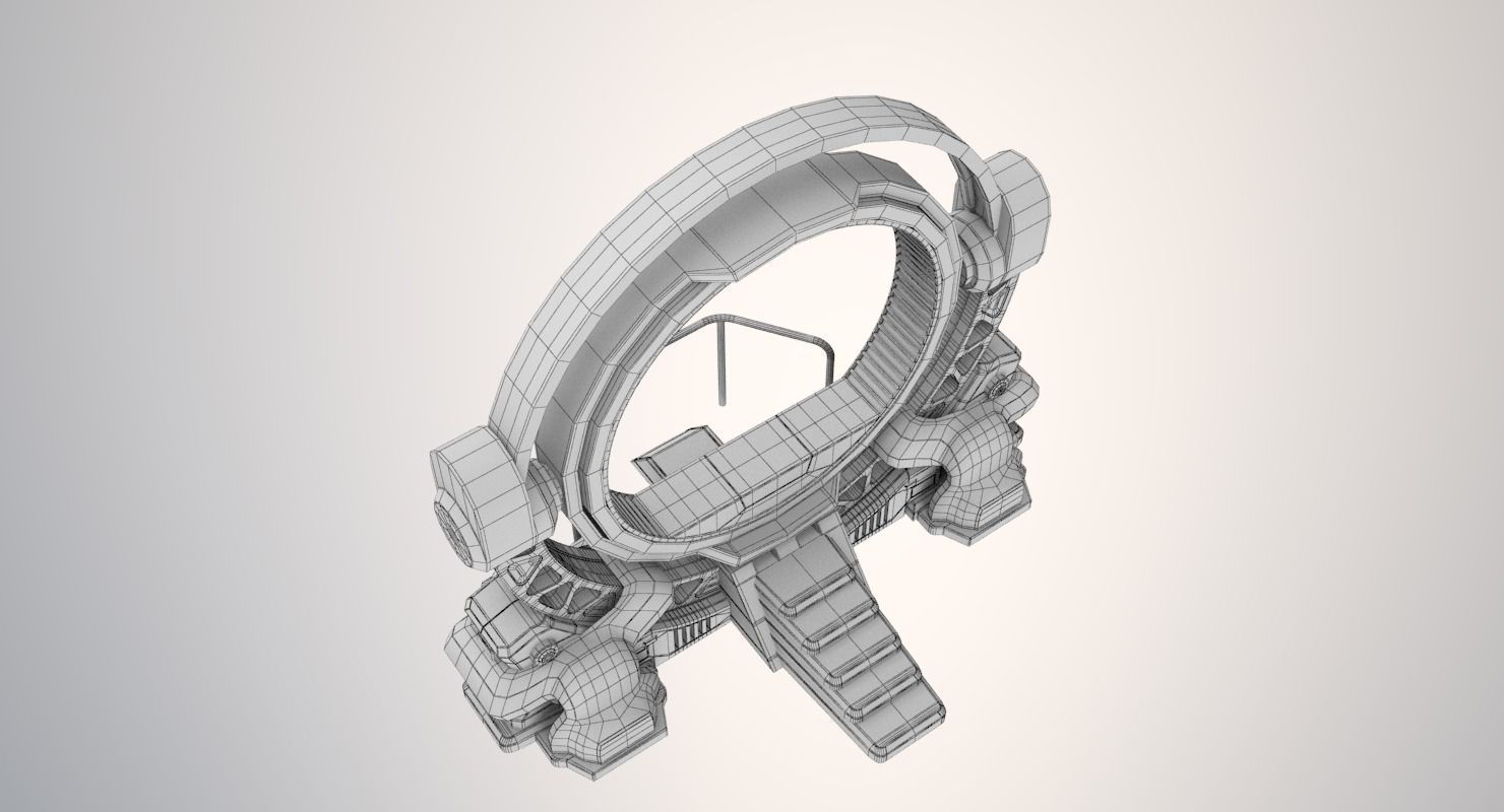 Teleport spaceship with circular mirror 3D model_17