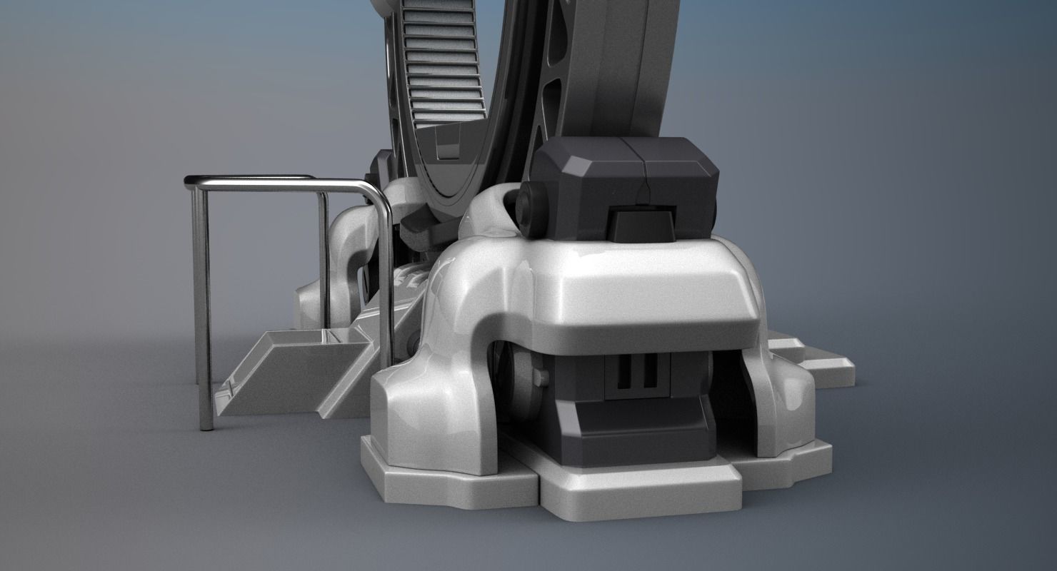 Teleport spaceship with circular mirror 3D model_10