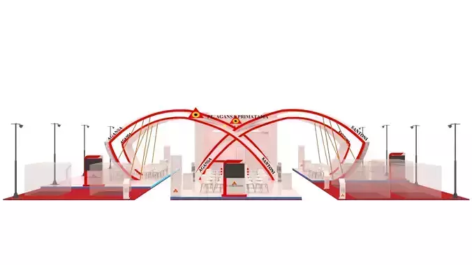 Booth Exhibition Design size 21 x 6 m open side Low-poly 3D model