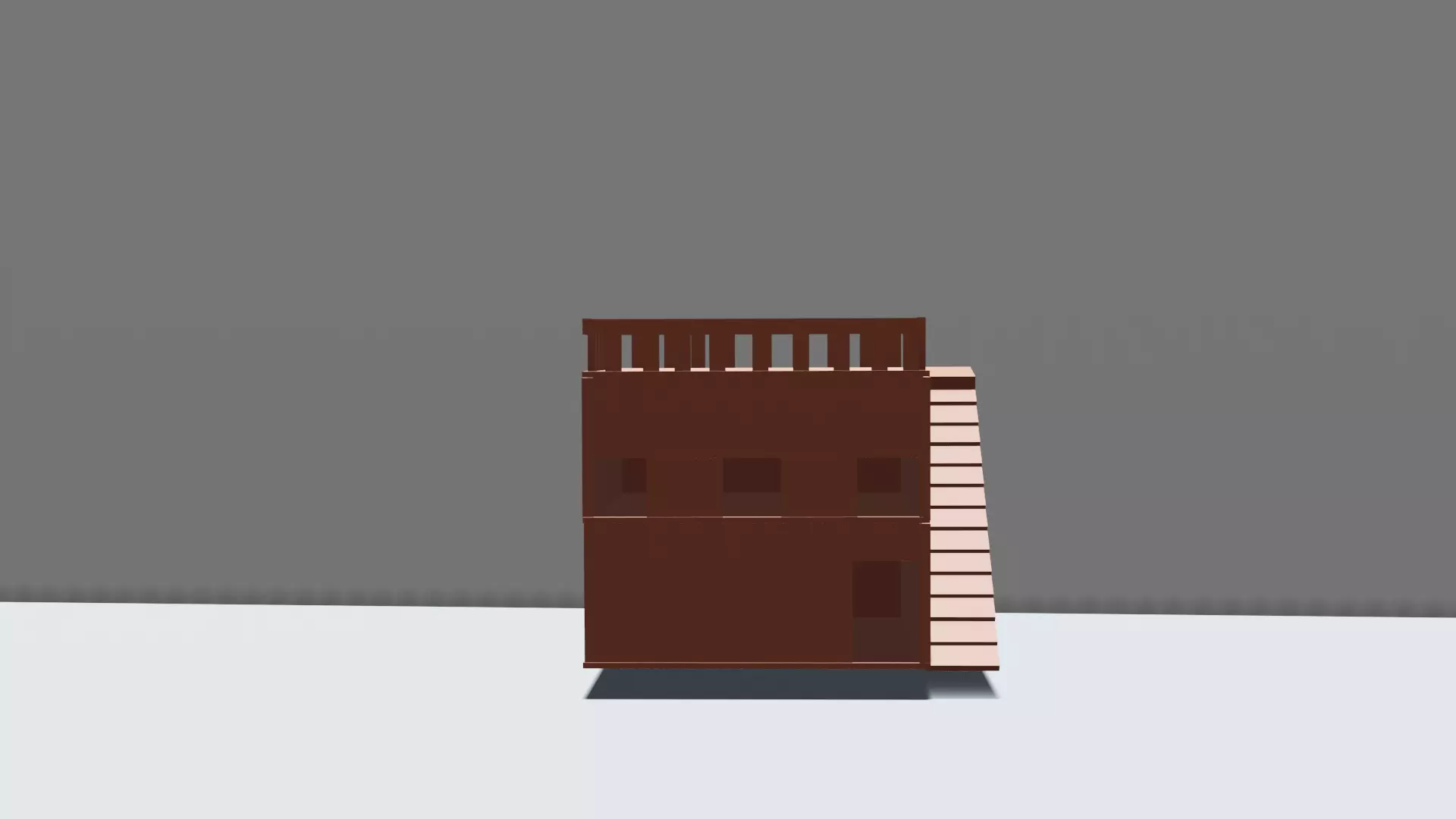 t-house house with stairs Free low-poly 3D model