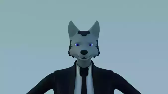 Beautiful Husky Man The Dog Creature Fantastic 3D Character Low-poly 3D model
