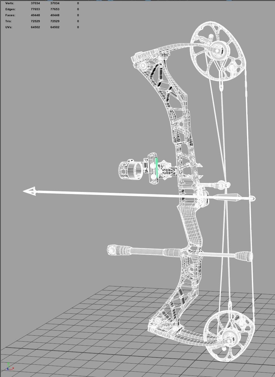 Modern Compound Bow Low-poly 3D model_17