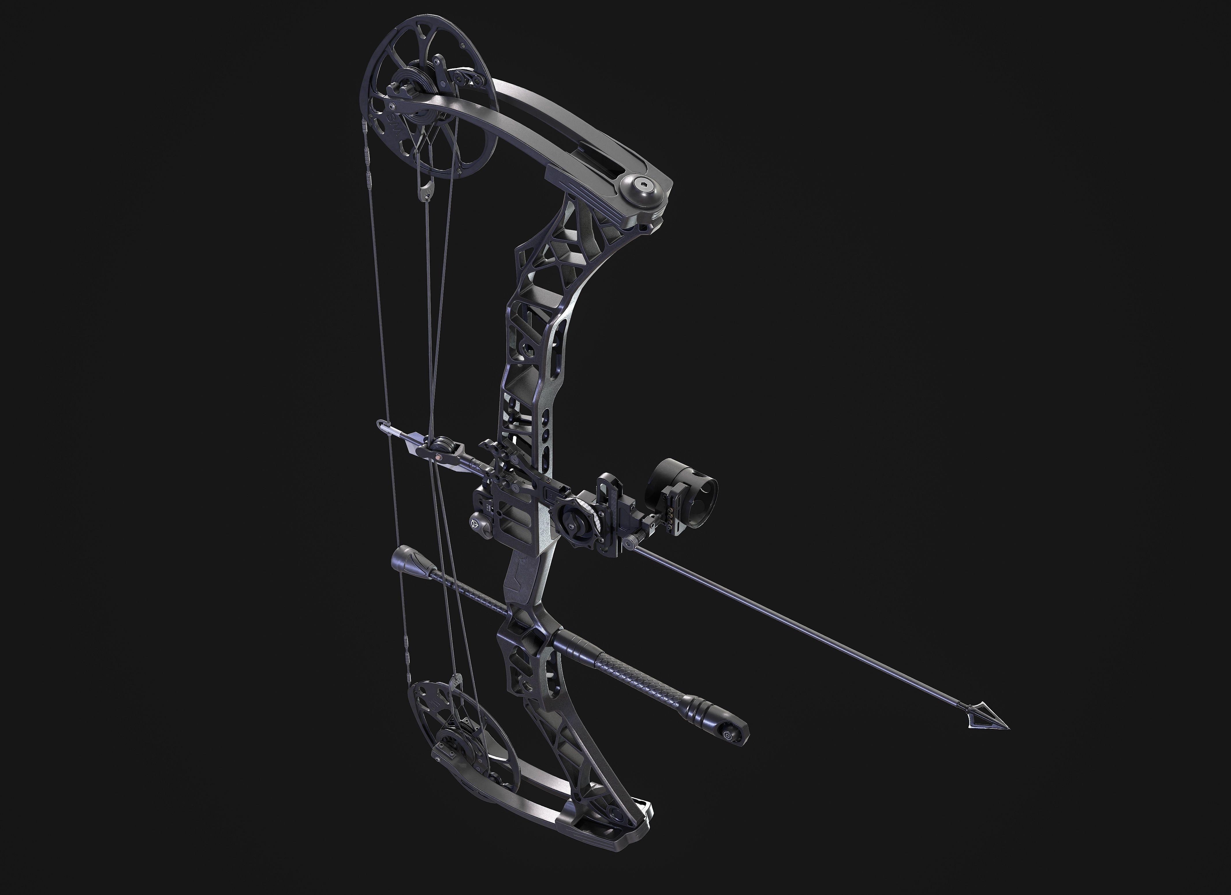 Modern Compound Bow Low-poly 3D model_9