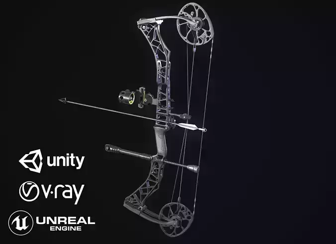 Modern Compound Bow Low-poly 3D model
