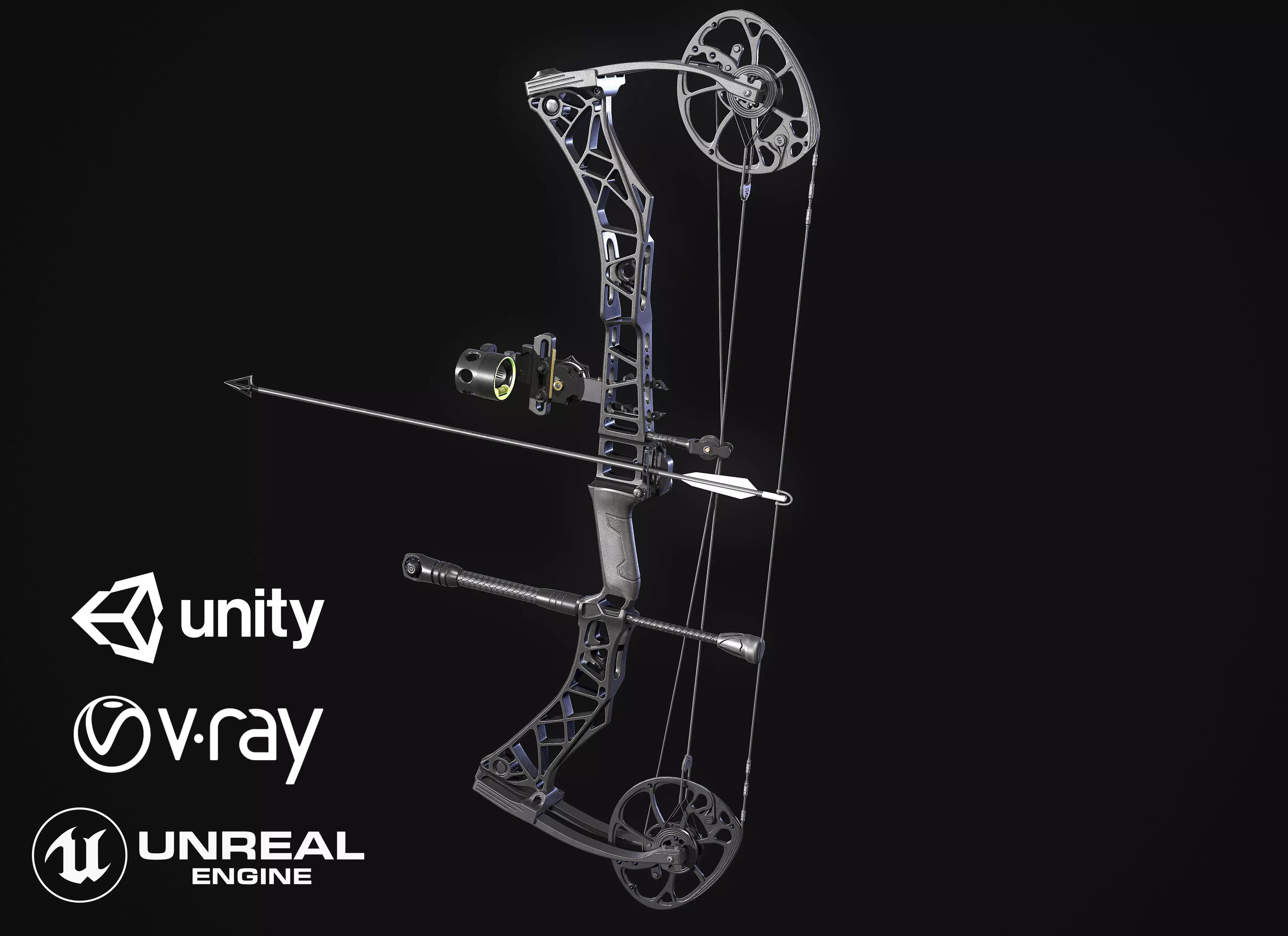 Modern Compound Bow Low-poly 3D model_0