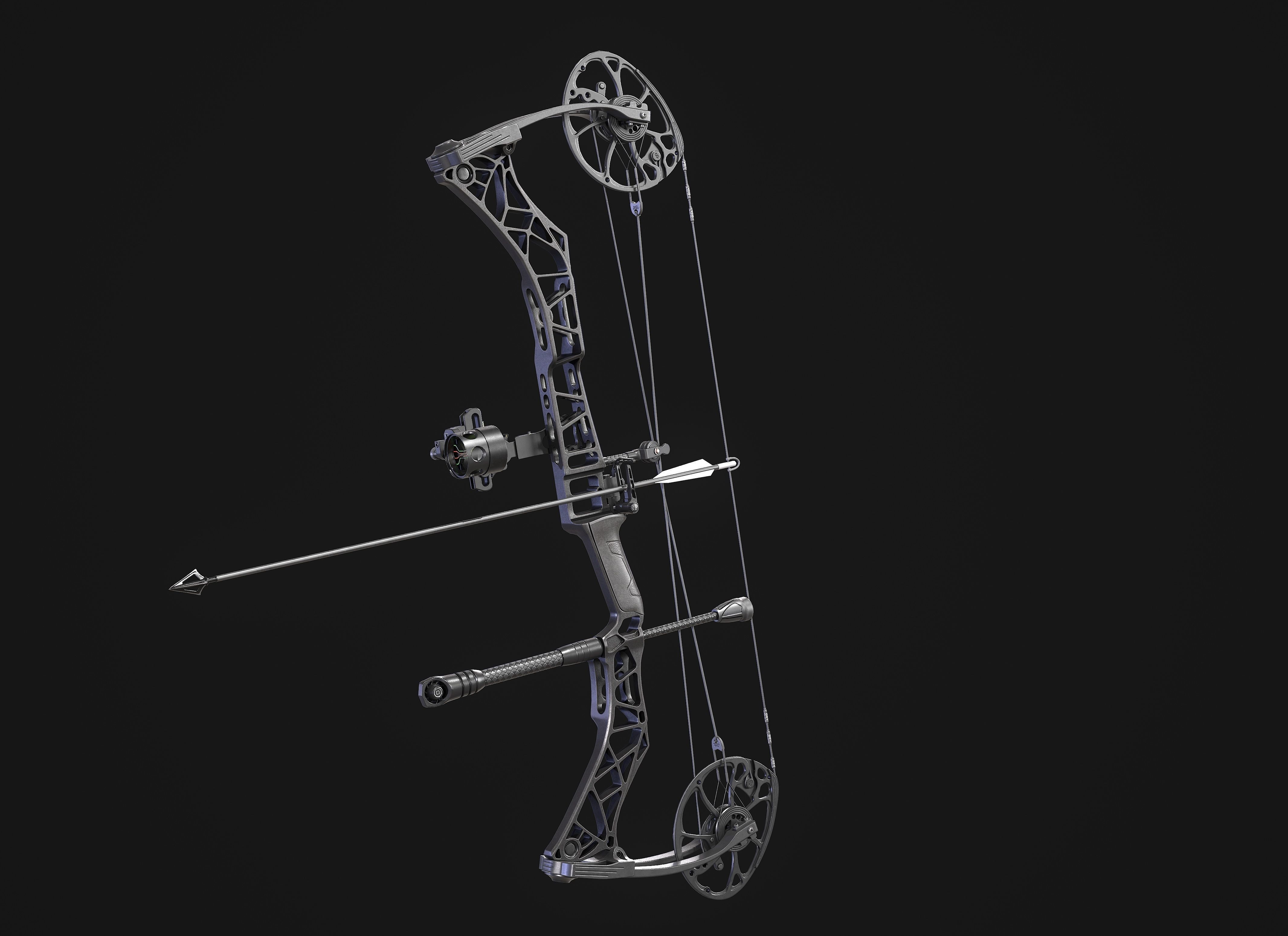 Modern Compound Bow Low-poly 3D model_1