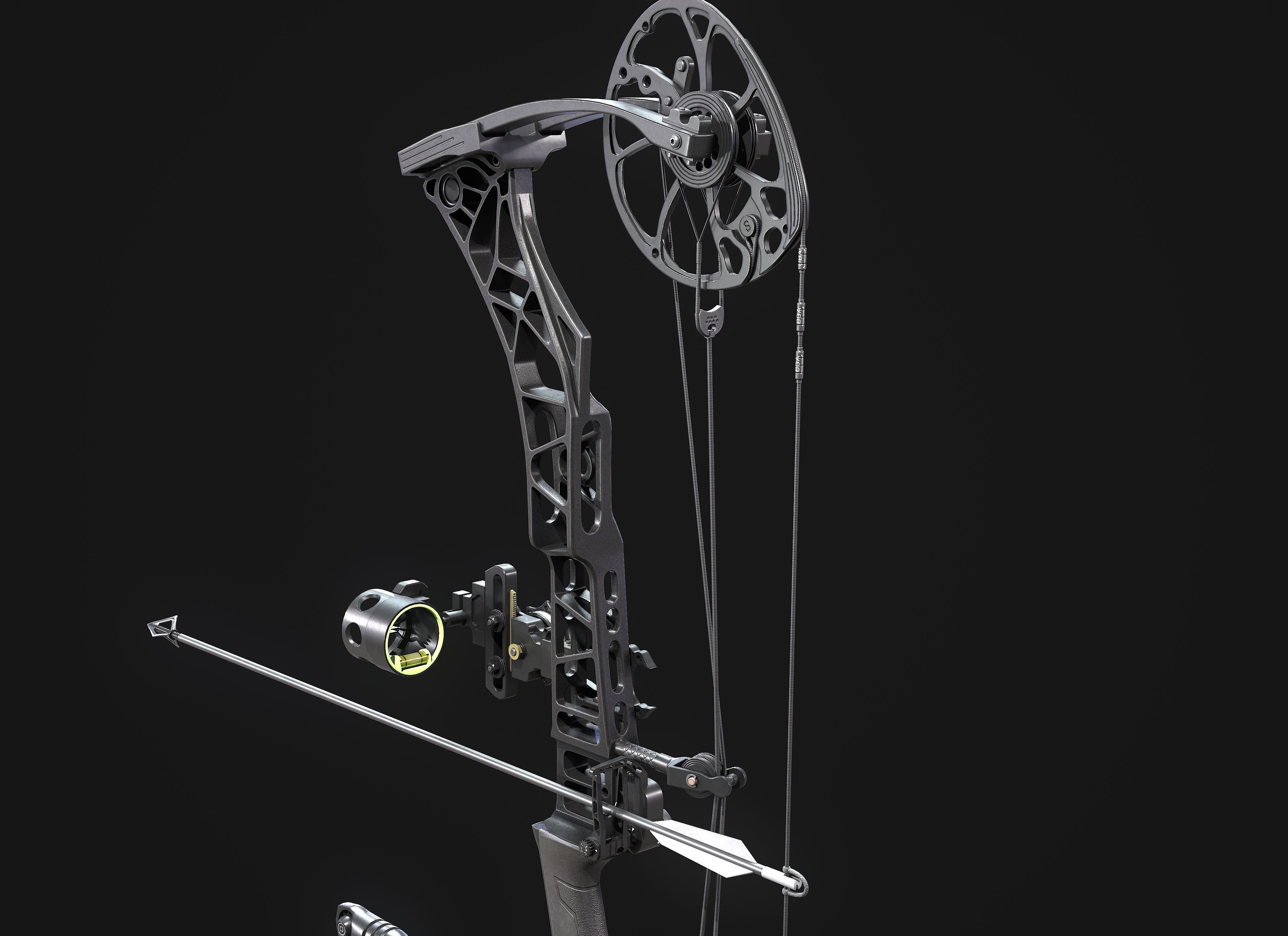 Modern Compound Bow Low-poly 3D model_3