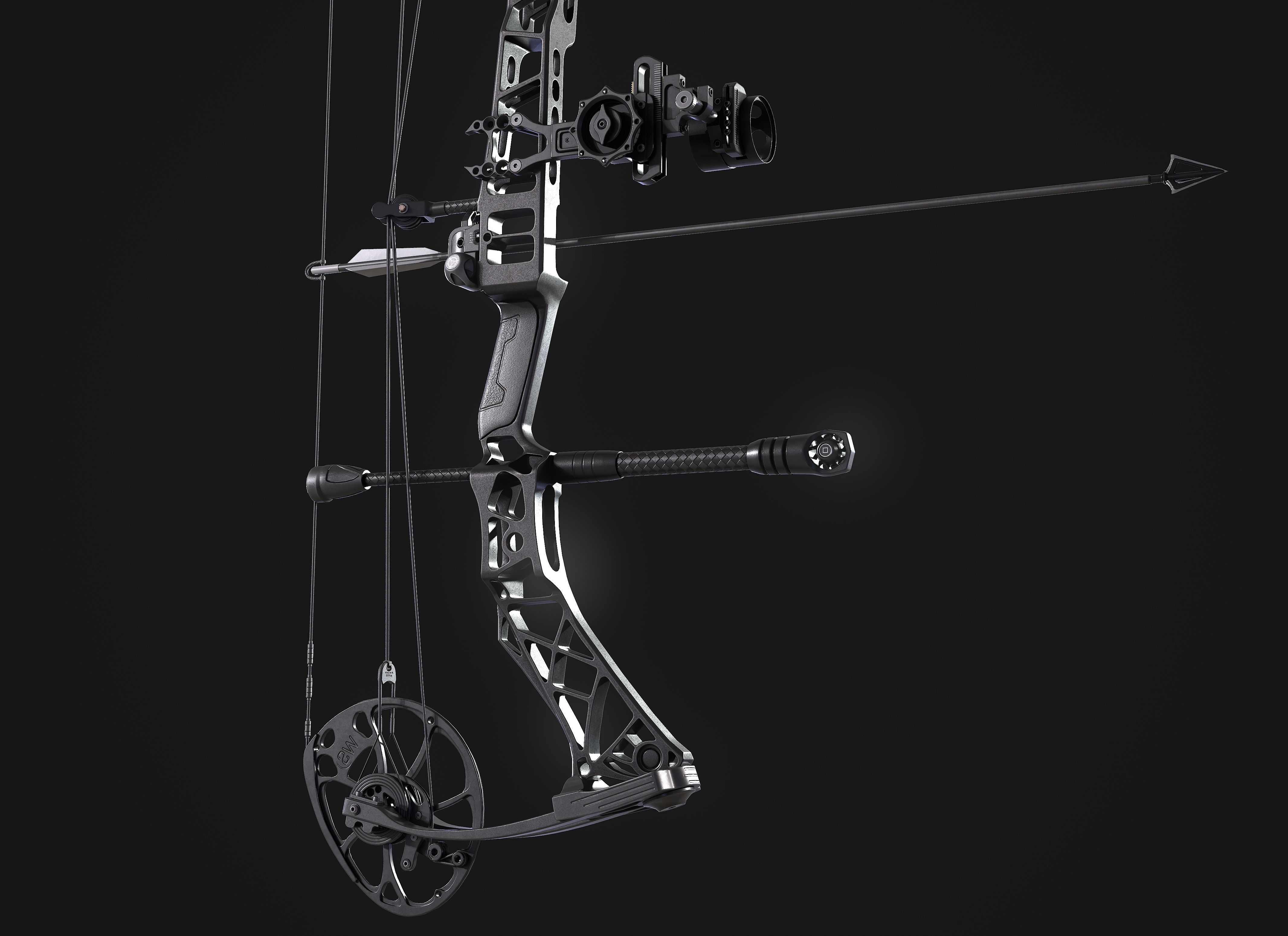 Modern Compound Bow Low-poly 3D model_12
