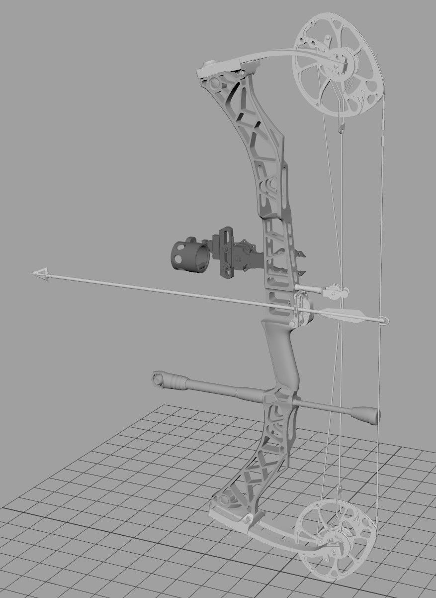 Modern Compound Bow Low-poly 3D model_16