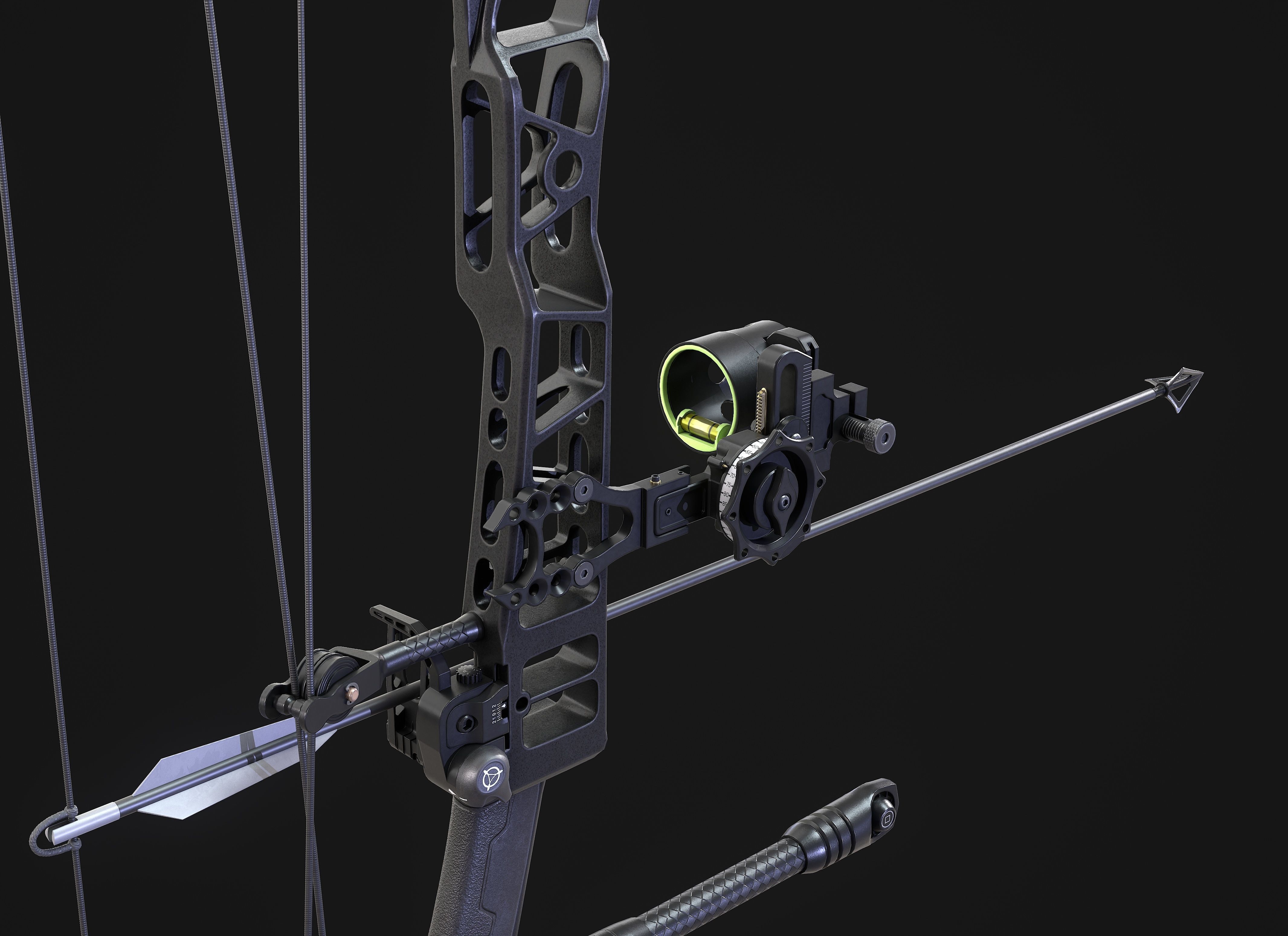 Modern Compound Bow Low-poly 3D model_5