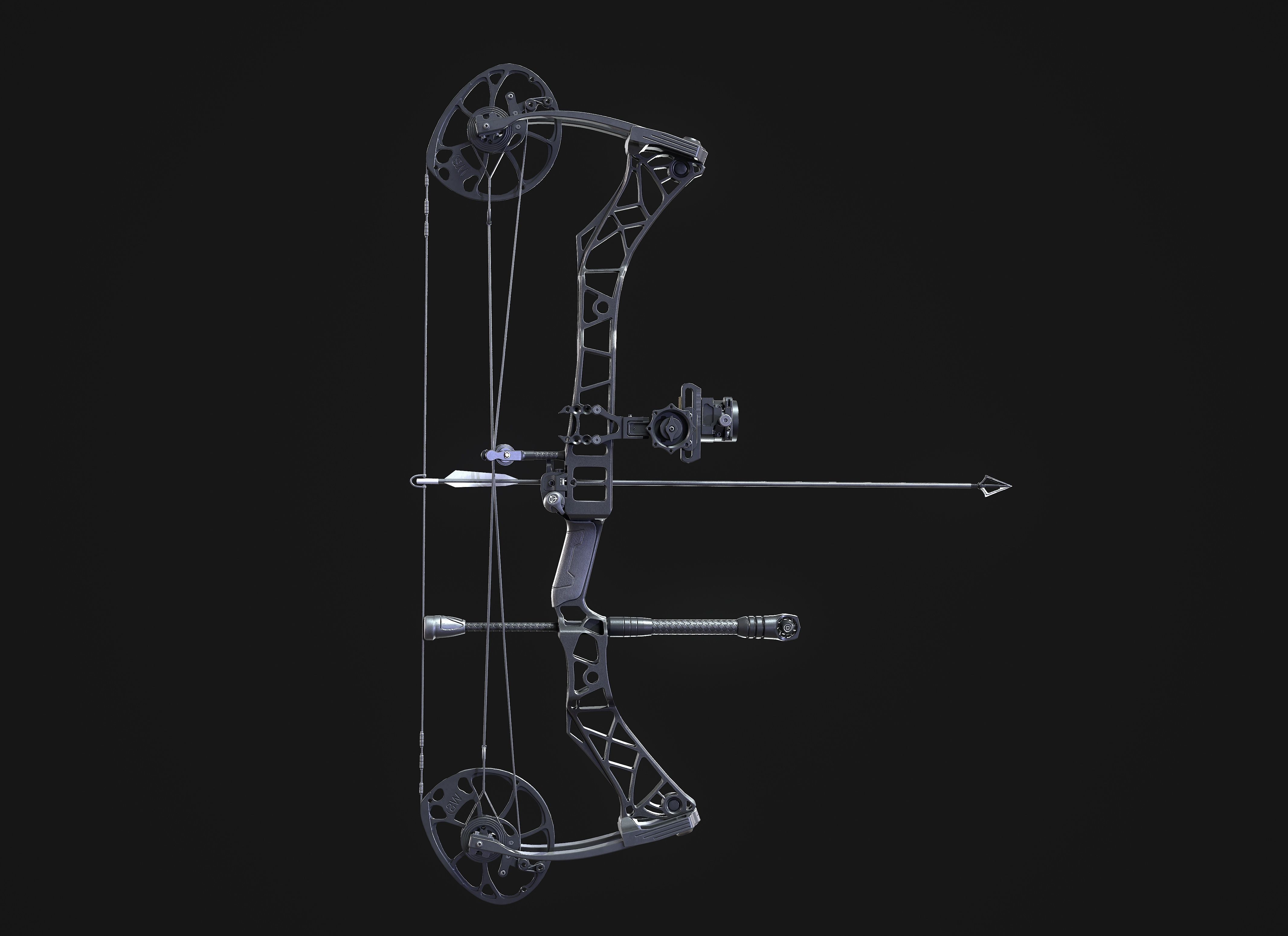 Modern Compound Bow Low-poly 3D model_10