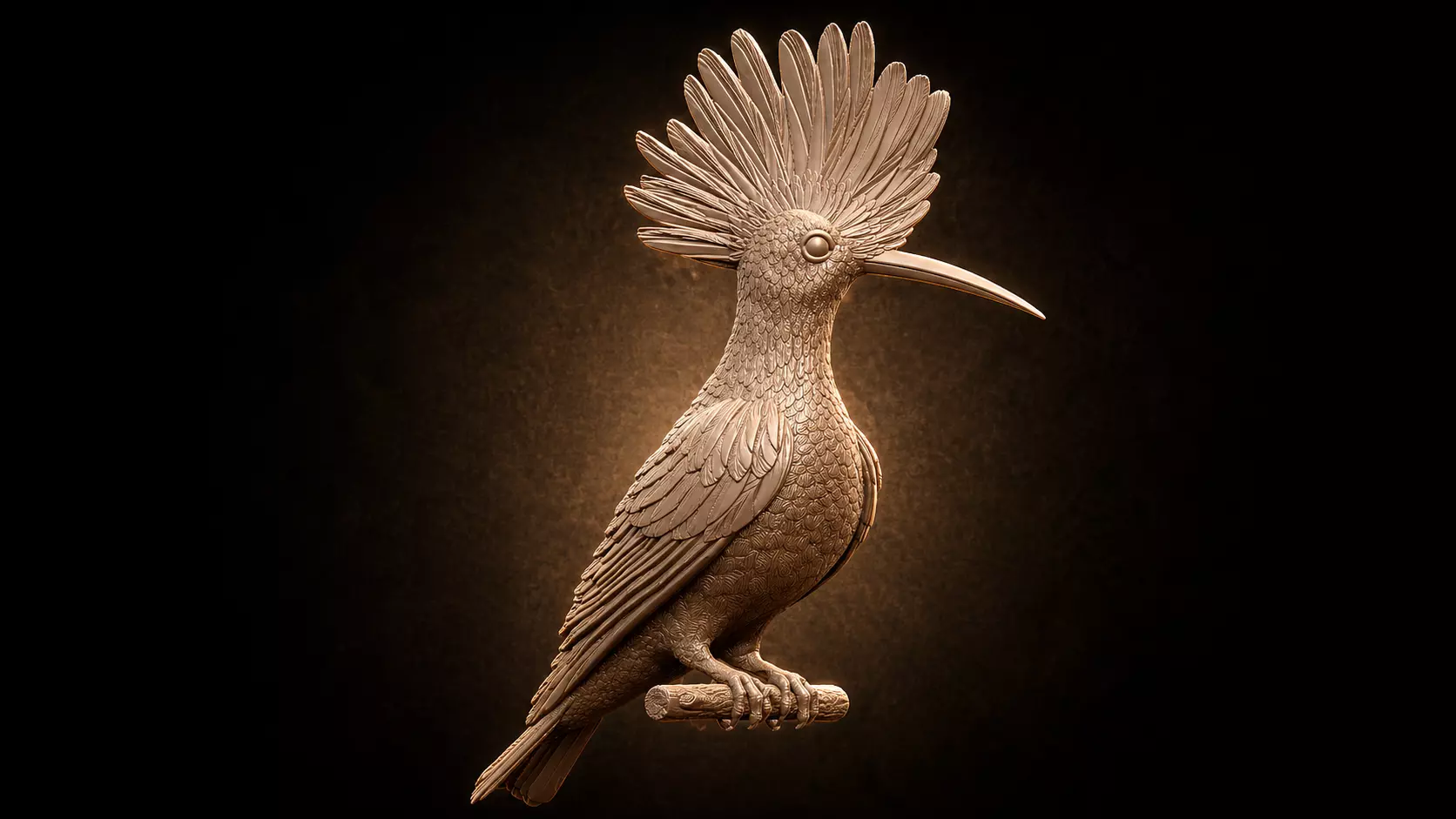 HOOPOE bird with long beak 3D print model