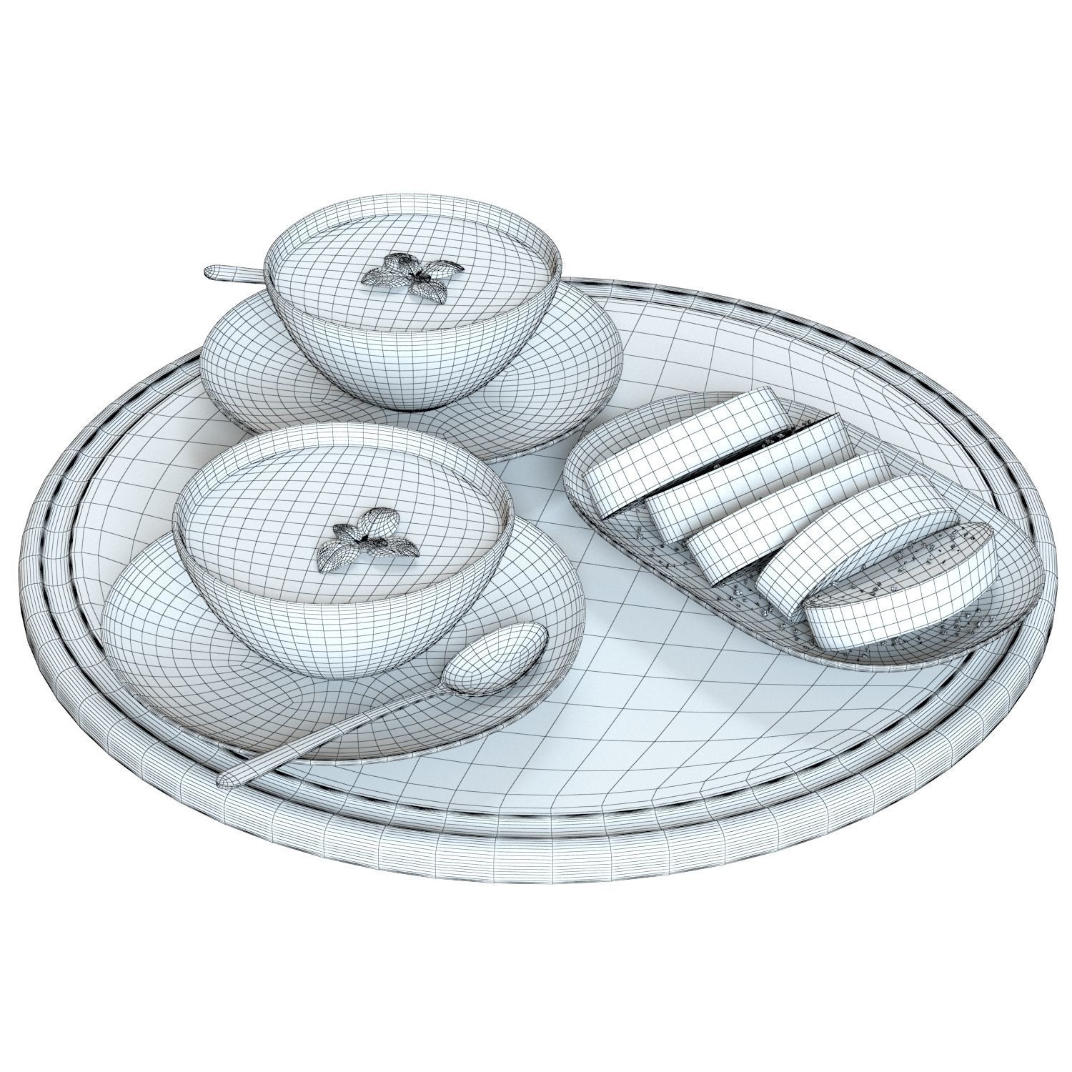 Food Set 03 - Tomato Soup and Bread 3D model_7