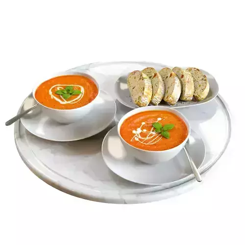 Food Set 03 - Tomato Soup and Bread
