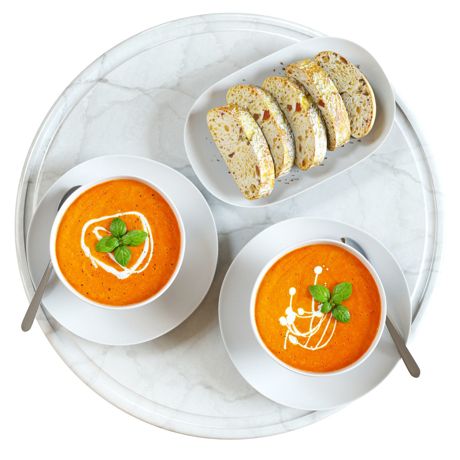 Food Set 03 - Tomato Soup and Bread 3D model_2