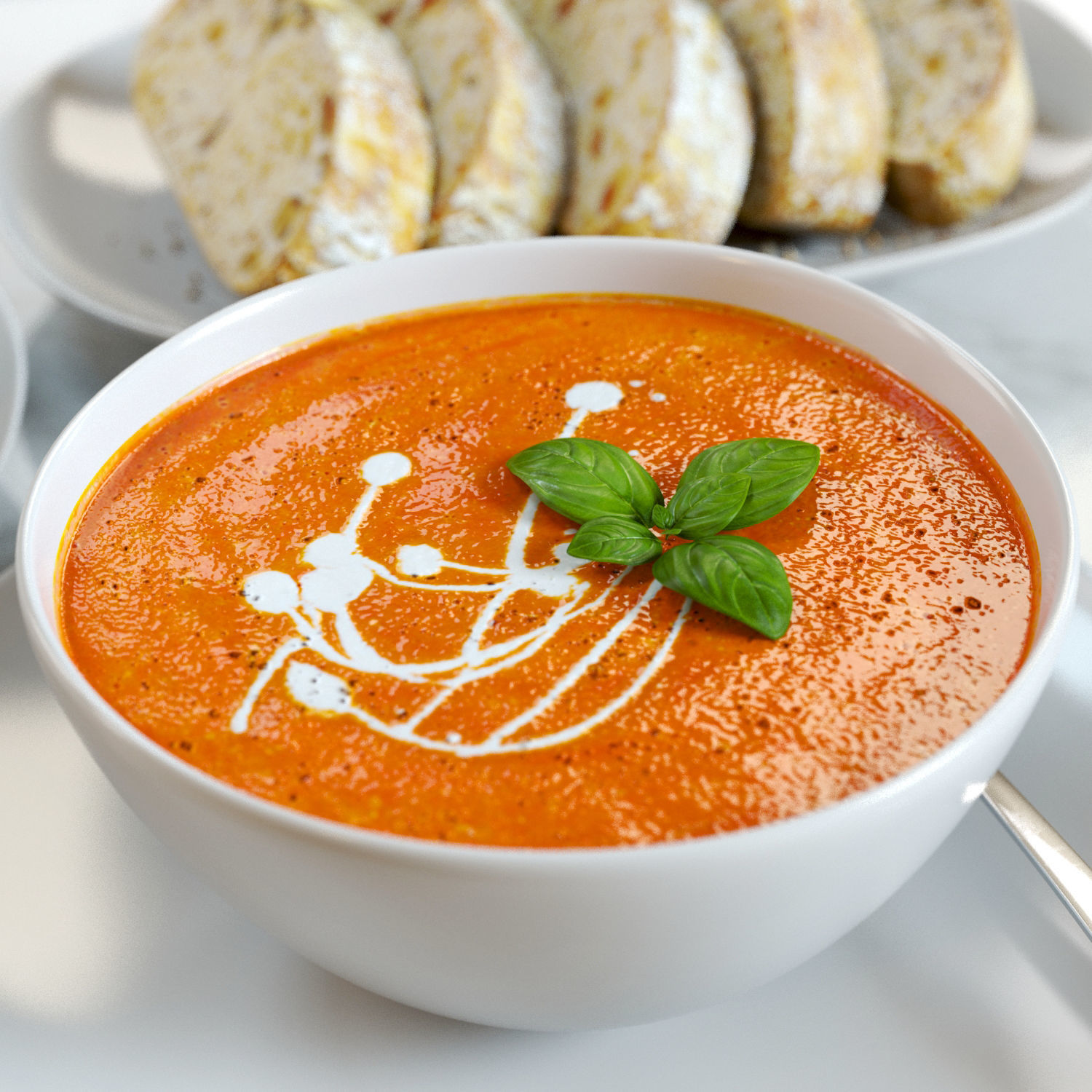 Food Set 03 - Tomato Soup and Bread 3D model_4
