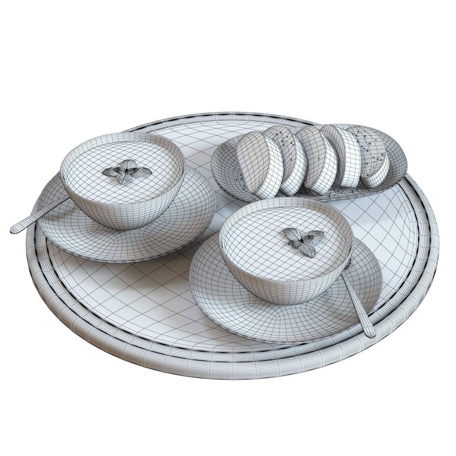 Food Set 03 - Tomato Soup and Bread 3D model_1