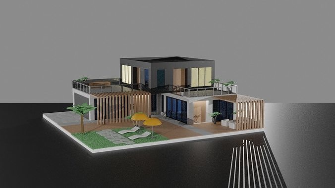 Low Poly Summer House  Low-poly 3D model