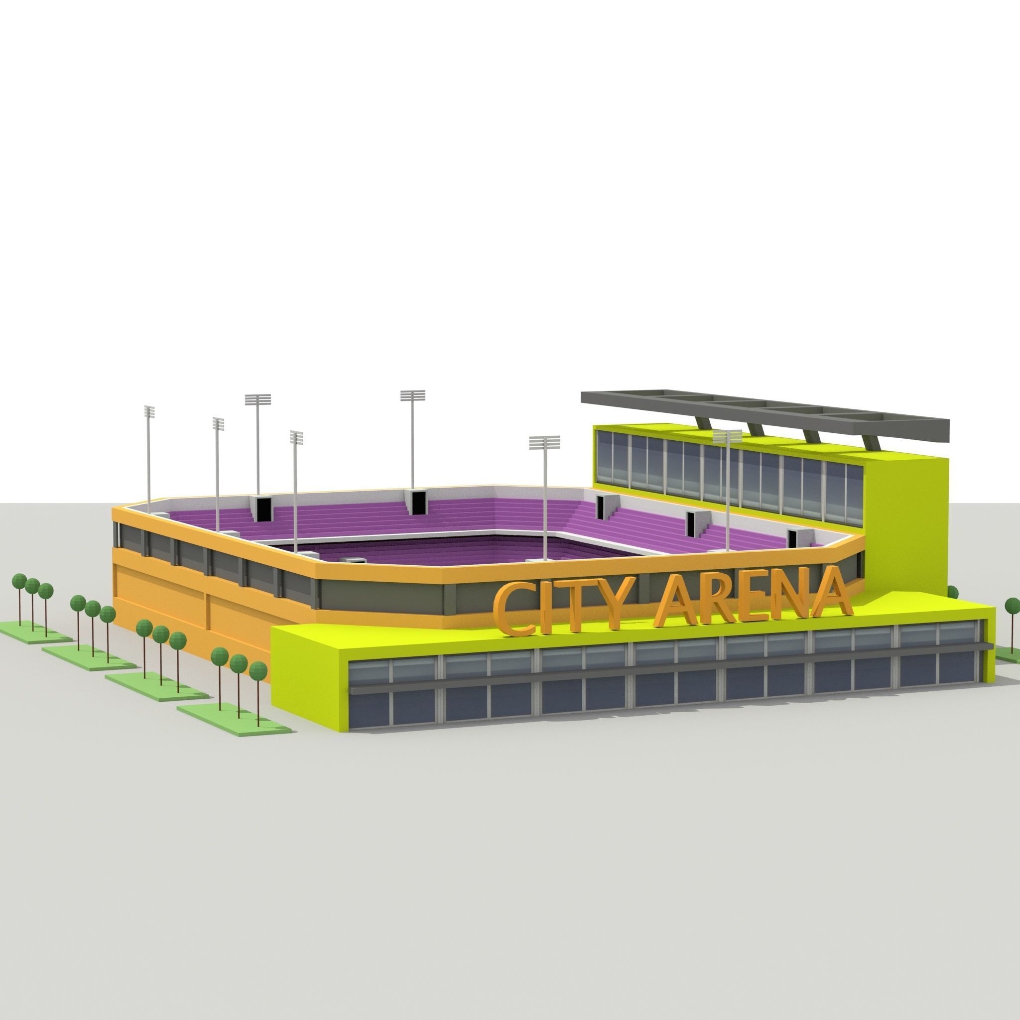 low poly city arena football stadium Free low-poly 3D model_1