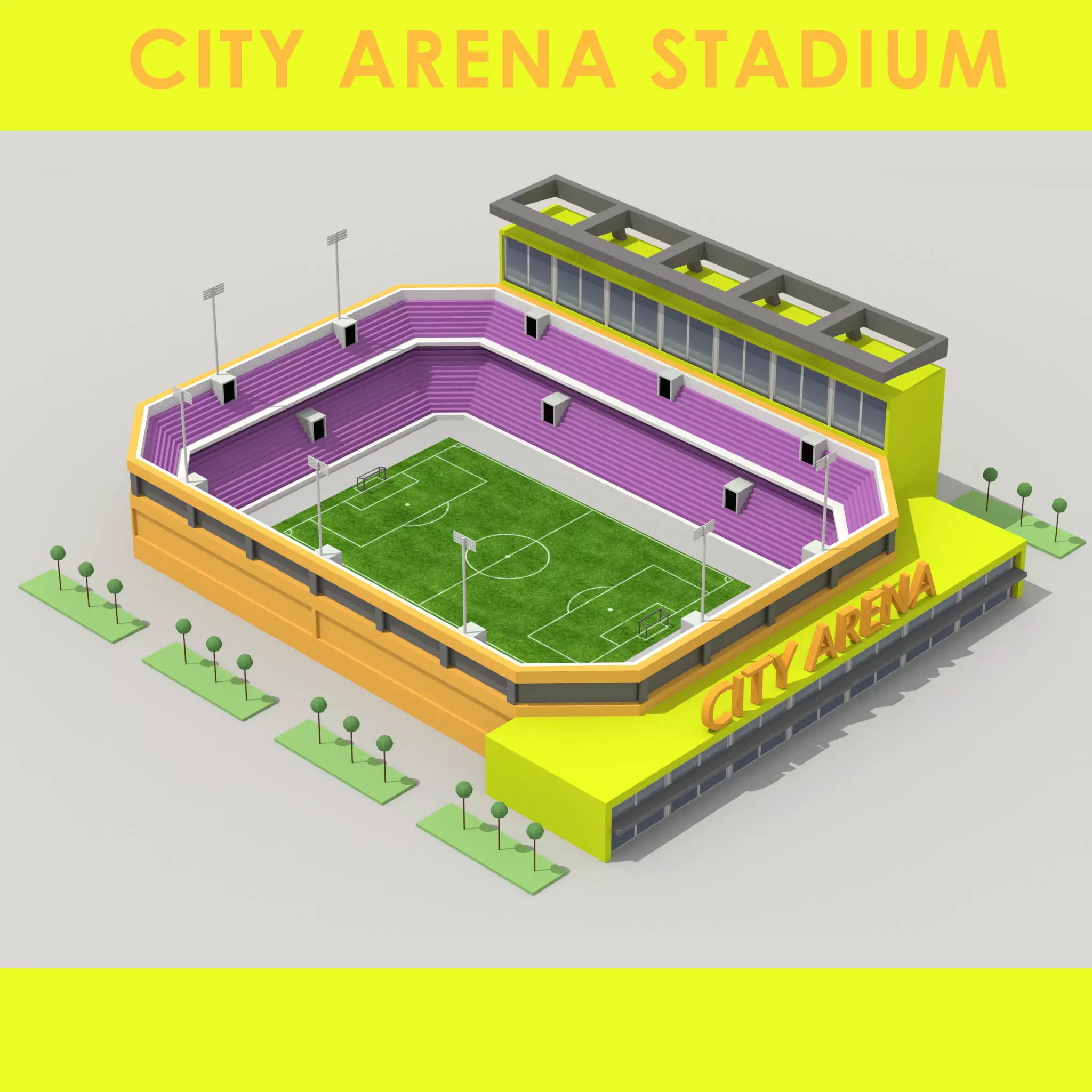 low poly city arena football stadium Free low-poly 3D model_0