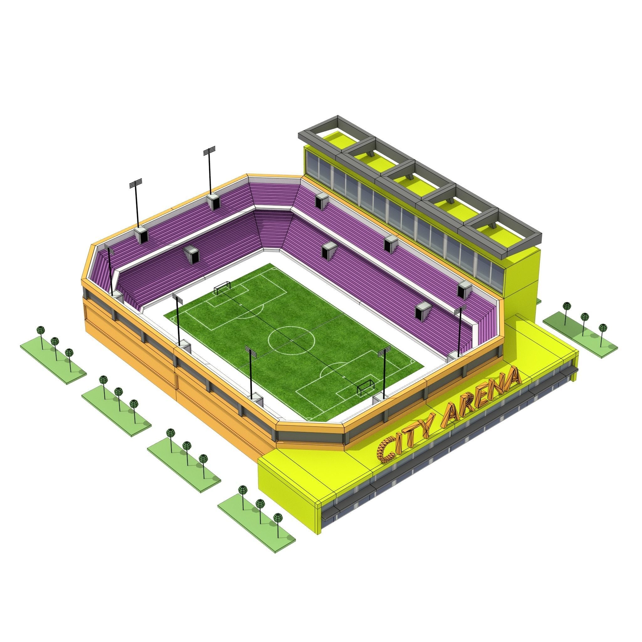 low poly city arena football stadium Free low-poly 3D model_2