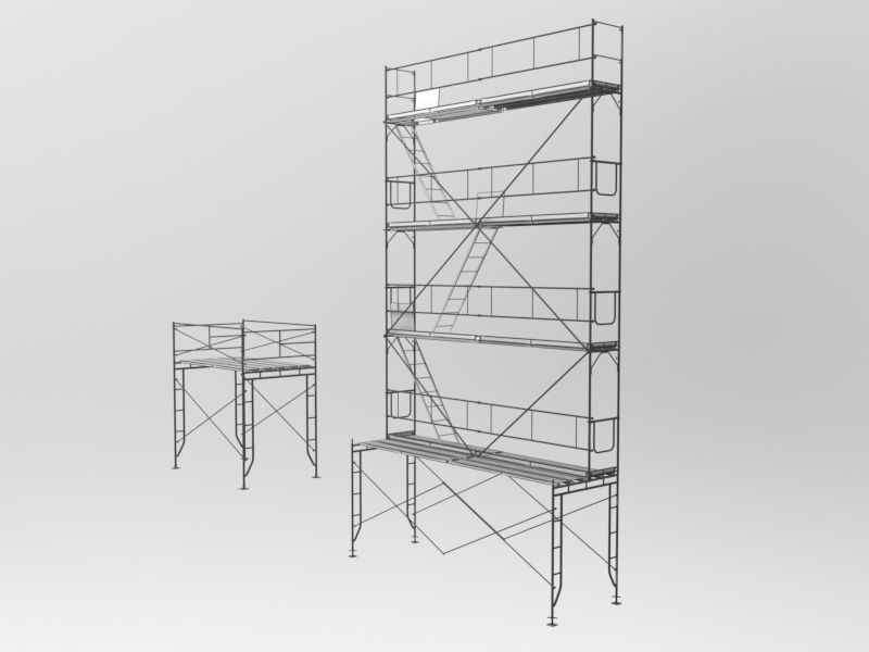 Platform scaffolding tower and ladder 3D model_4