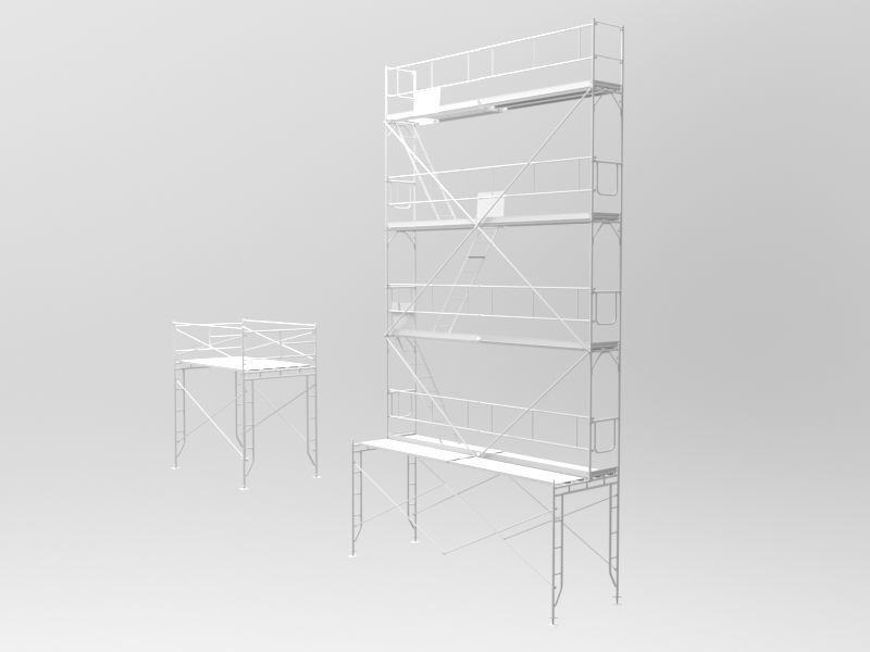Platform scaffolding tower and ladder 3D model_5