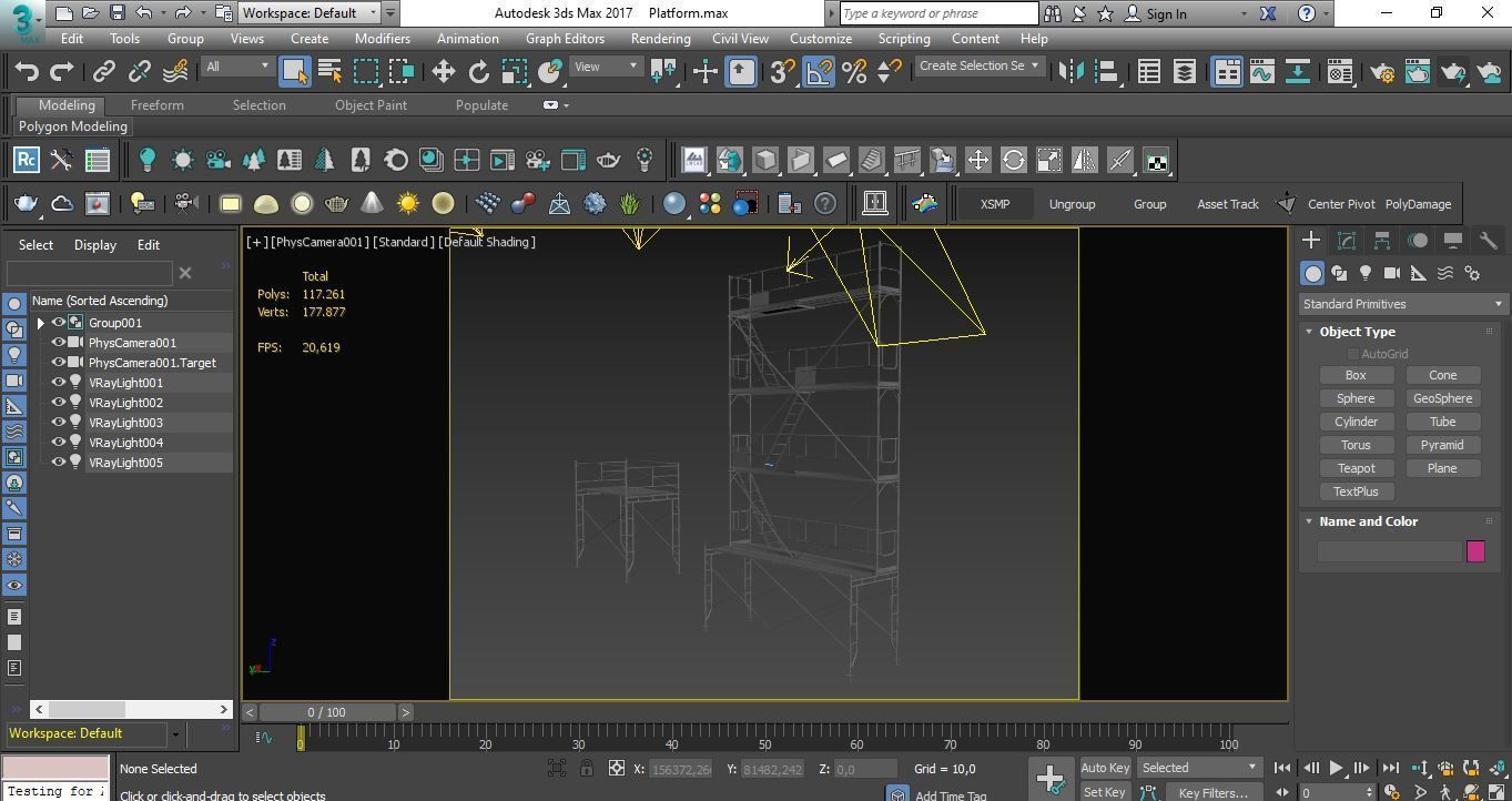 Platform scaffolding tower and ladder 3D model_6