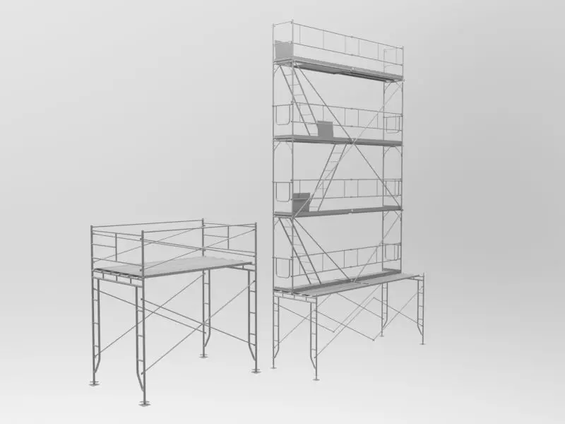 Platform scaffolding tower and ladder 3D model_0