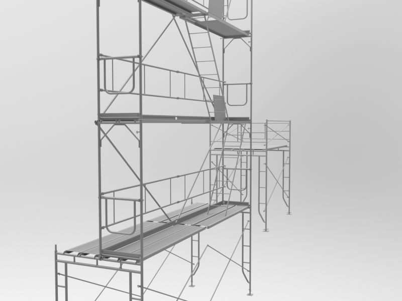 Platform scaffolding tower and ladder 3D model_3