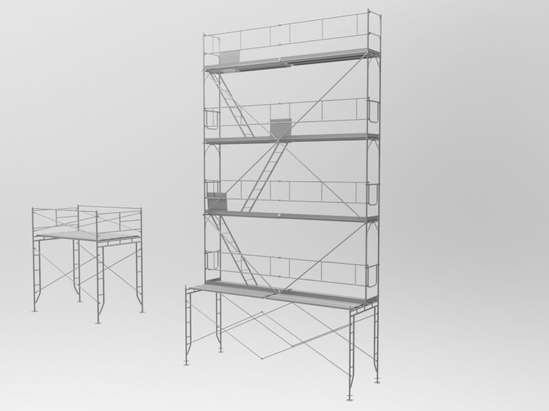 Platform scaffolding tower and ladder 3D model_2