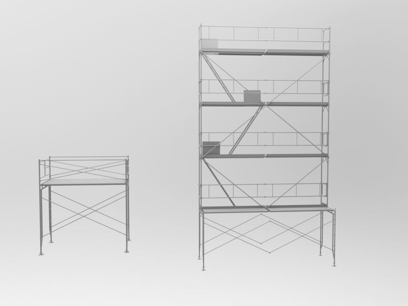 Platform scaffolding tower and ladder 3D model_1