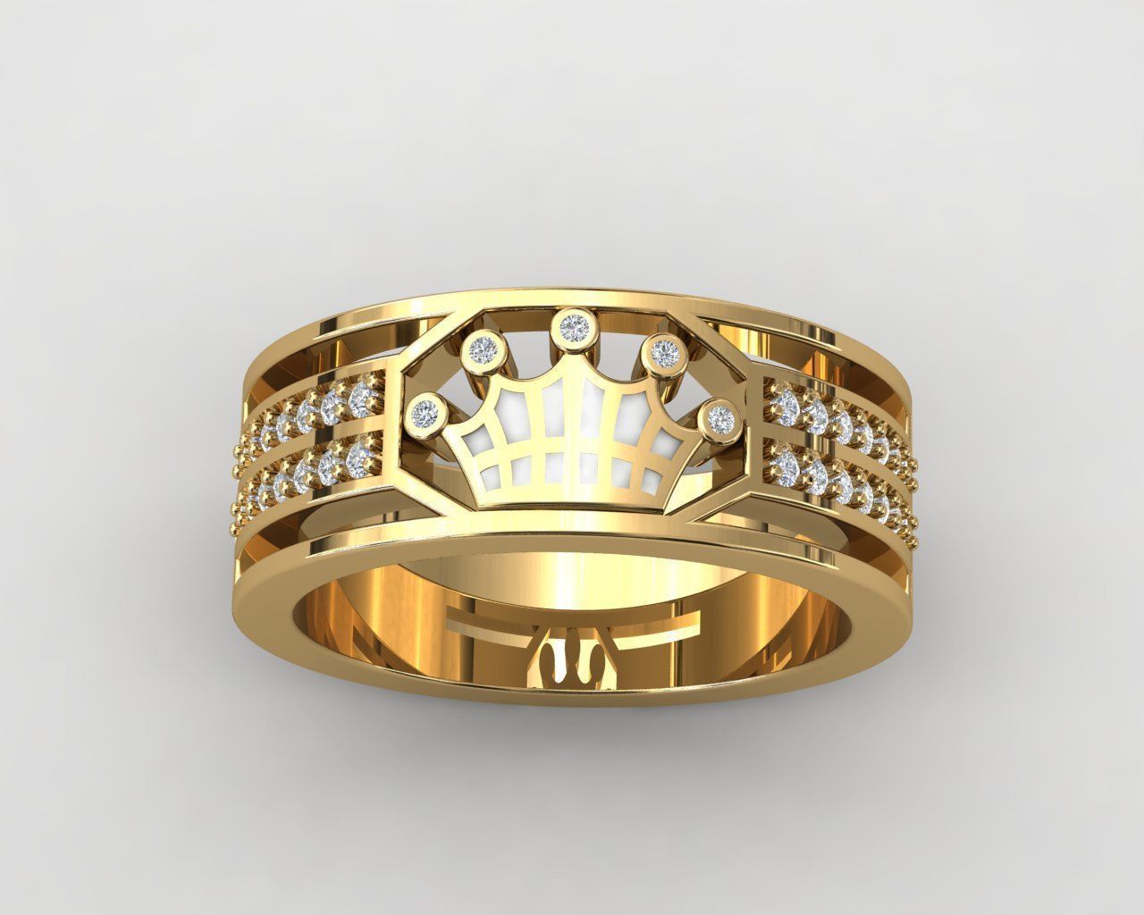 ring with diamond  queen crown  3D print model_1
