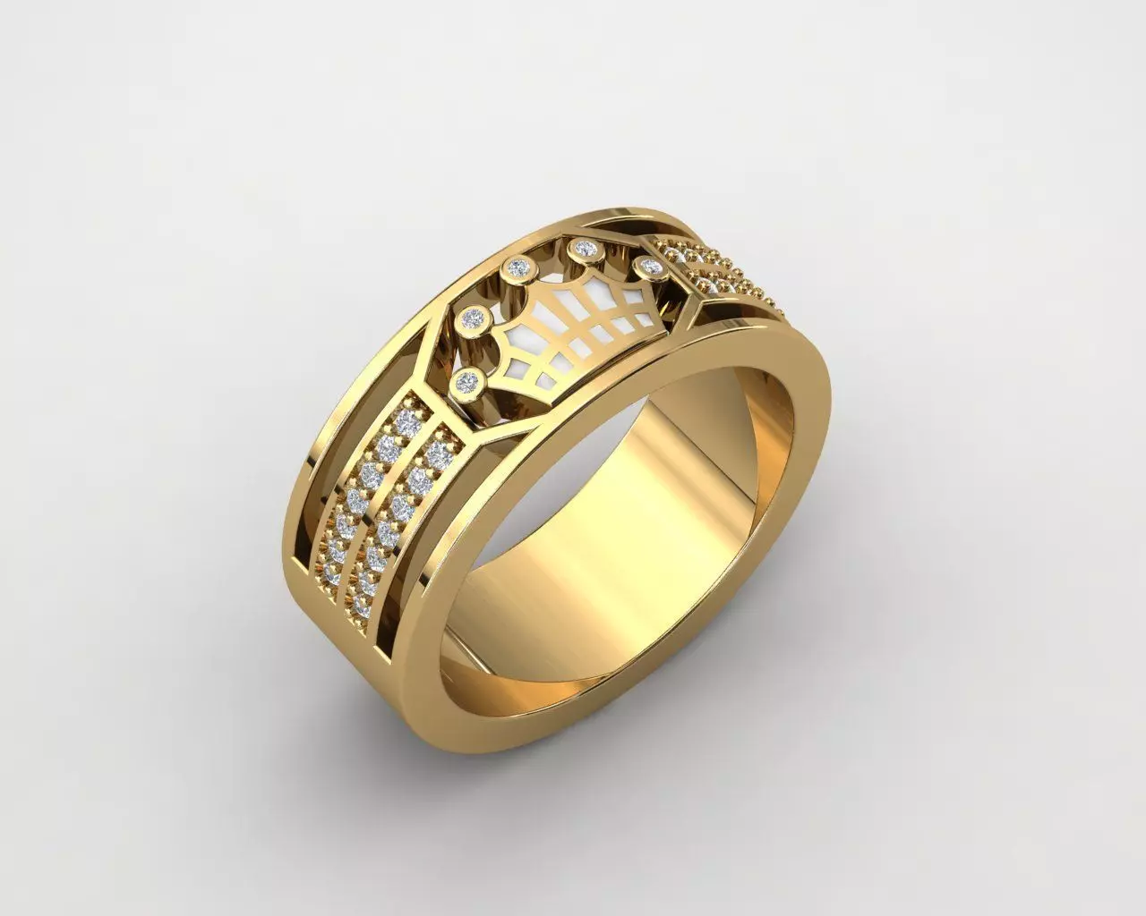 ring with diamond  queen crown  3D print model_0