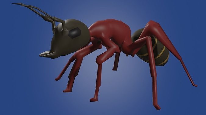 Animated model of an ant Low-poly 3D model