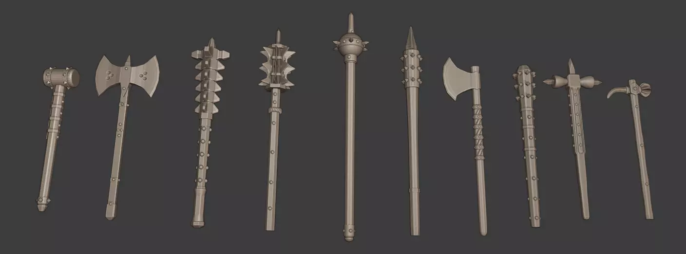 European Medieval Renaissance Weapons Two Handed Weapons 3D print model_0