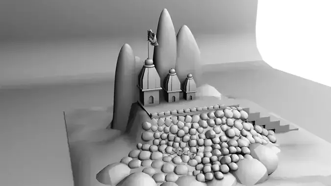 Hill Temple Fountain 3D model