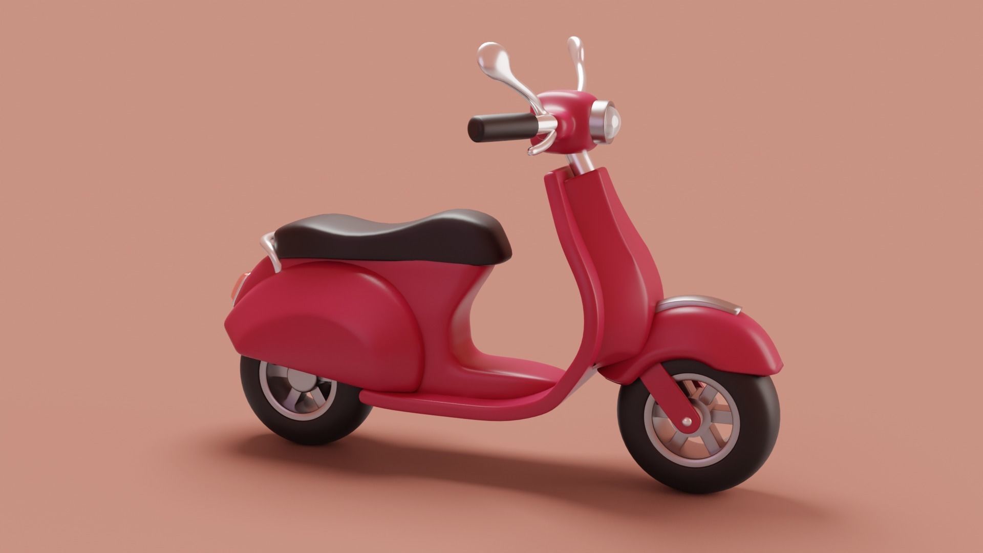 Stylized cartoon vespa scooter Low-poly 3D model_2