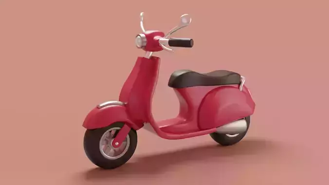 Stylized cartoon vespa scooter Low-poly 3D model