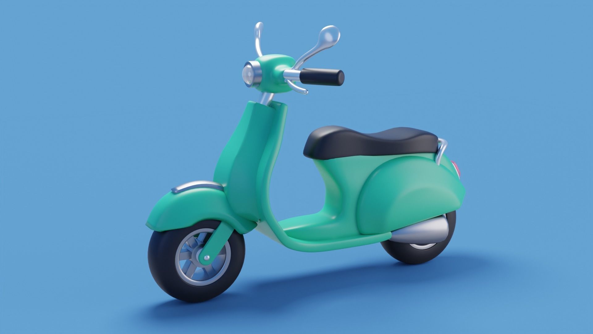 Stylized cartoon vespa scooter Low-poly 3D model_4