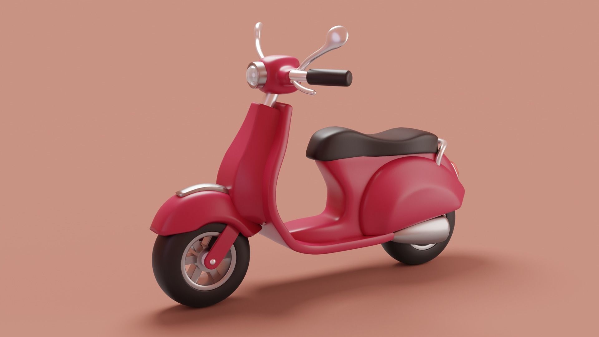 Stylized cartoon vespa scooter Low-poly 3D model_7