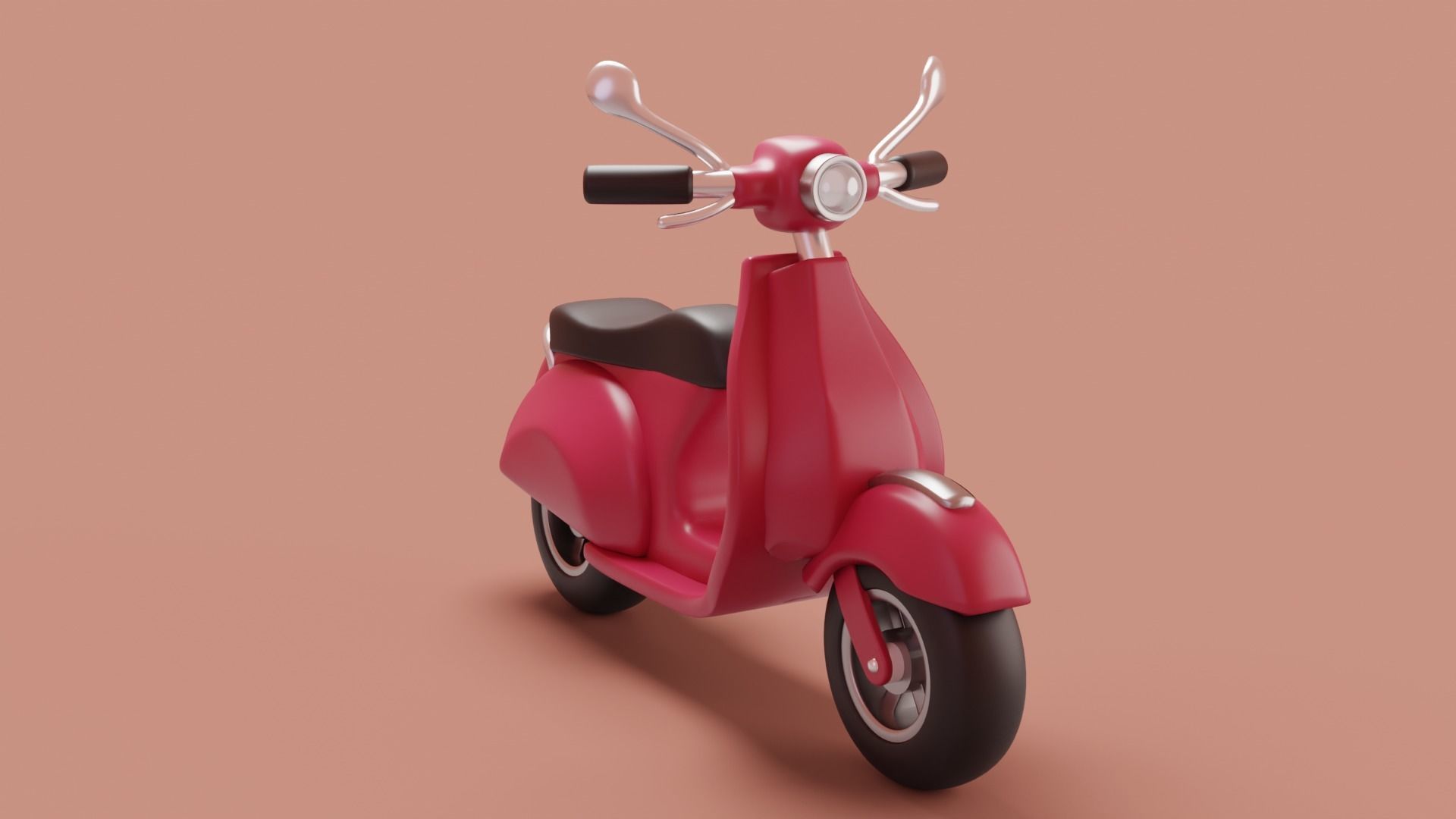 Stylized cartoon vespa scooter Low-poly 3D model_1