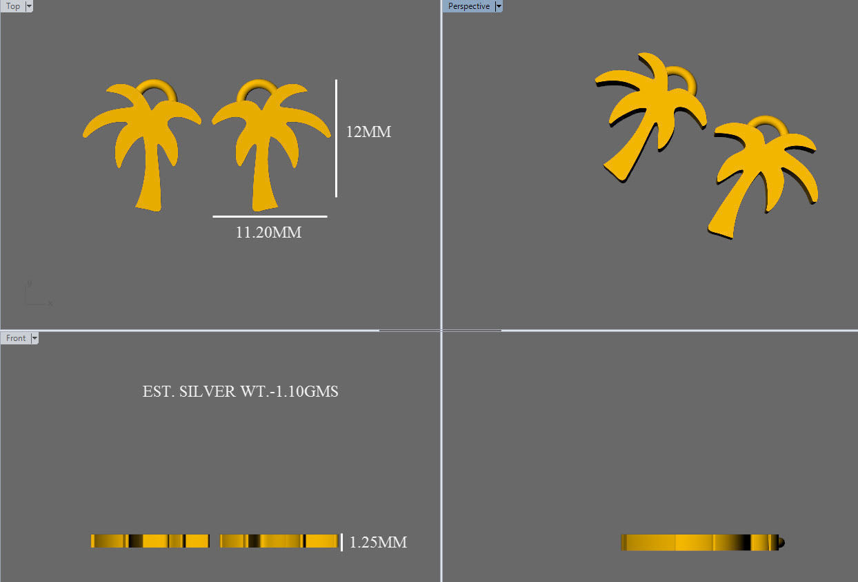 PALM TREE EARRING 3D print model_14